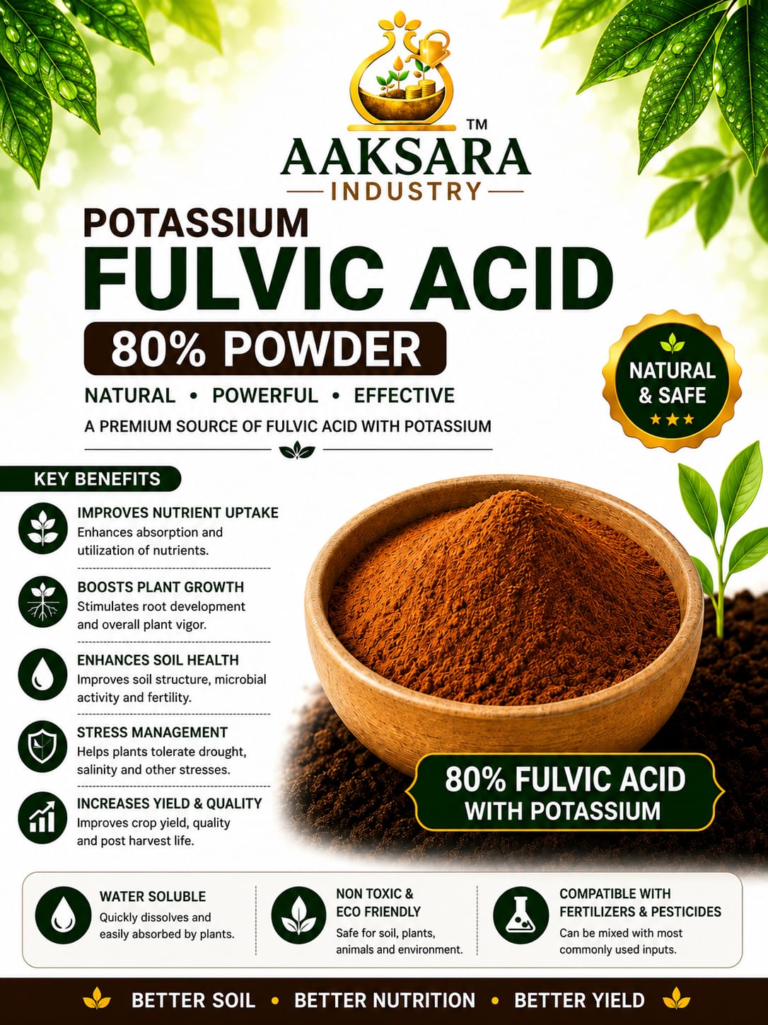 Potassium Fulvic Acid 80% Powder Packaging